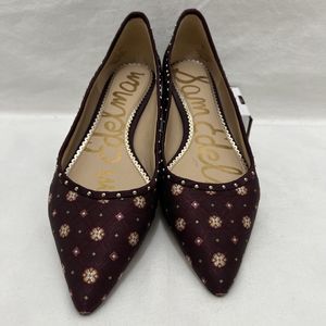 SAM EDELMAN Rivera Wine Jacquard maroon gold Studded Ballet Flats Slip On Size 8
